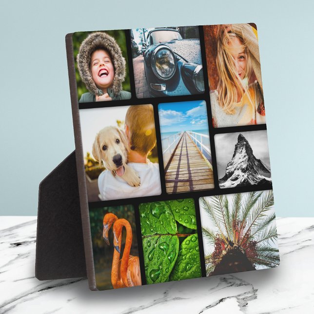 Your Own 9 Photo Collage Framed Black Plaque (Creator Uploaded)