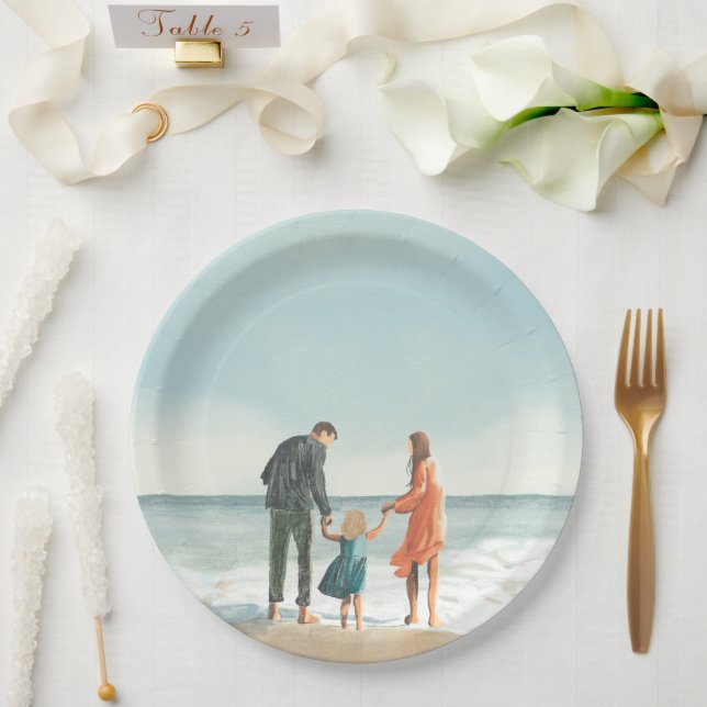 Your Own Artwork | Upload Your Painting Drawing Paper Plate (Wedding)