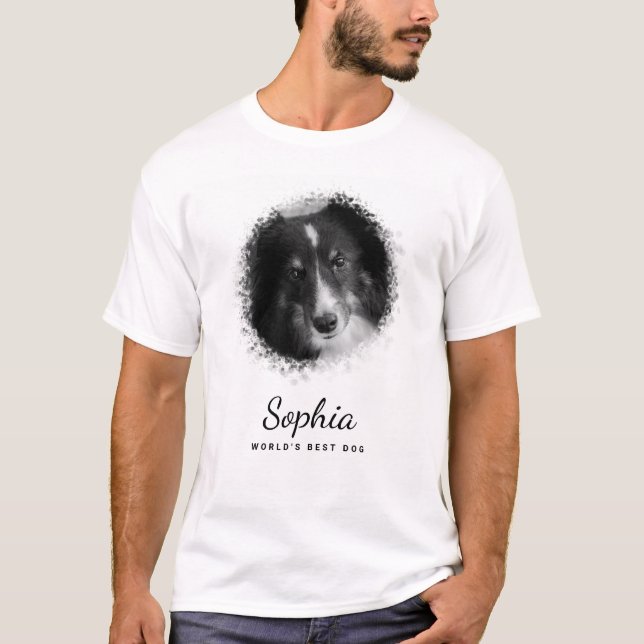 Your Own Custom Pet Photo & Custom Text In Black T-Shirt (Front)