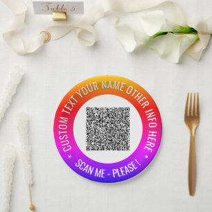 Your Own Design QR Code Custom Text Paper Plates