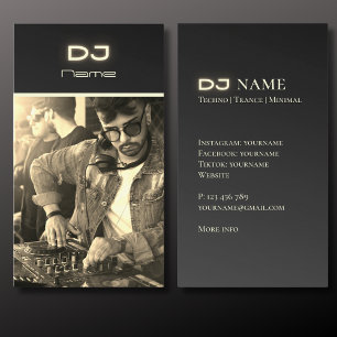 Your own DJ photo techno gold Business Card