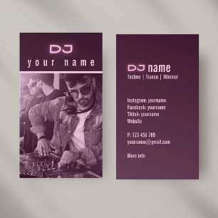 Your own DJ photo techno pink Business Card