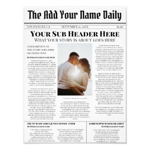 Your Own Front Page News Story Photo Personalised Print