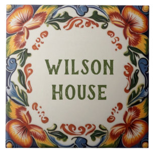 Your Own House Name Plate Hawaii Floral Plaque Ceramic Tile