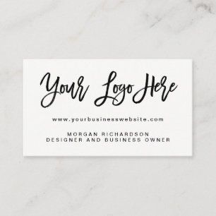 Your Own Logo   Black and White Modern Minimalist Business Card