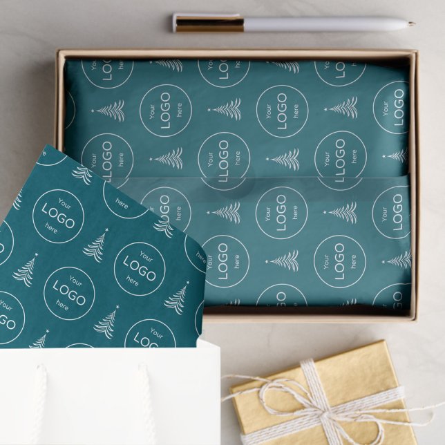 Your own logo company blue christmas Tissue Paper (Creator Uploaded)
