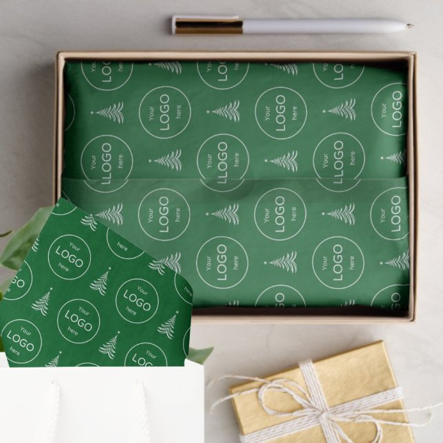 Your own logo company green christmas Tissue Paper (Creator Uploaded)