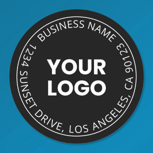 Your Own Logo & Editable Circular Text Black White Classic Round Sticker