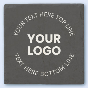 Your Own Logo & Editable Circular Text Stone Coaster