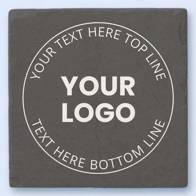 Your Own Logo & Editable Circular Text Stone Coaster (Creator Uploaded)