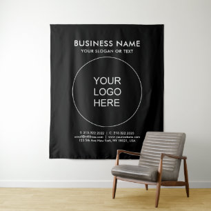 Your Own Logo Text Large Black Vertical Backdrop  Tapestry