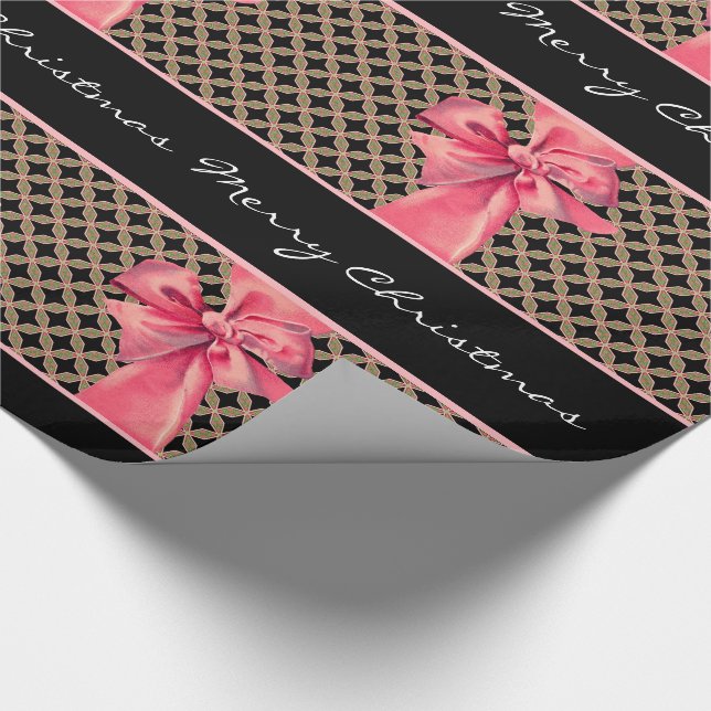 Your own message Christmas Bow Wrapping Paper (Corner)
