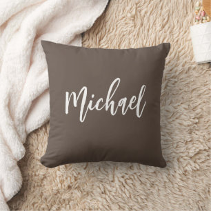 Your Own Name Elegant Brown Calligraphy Cushion
