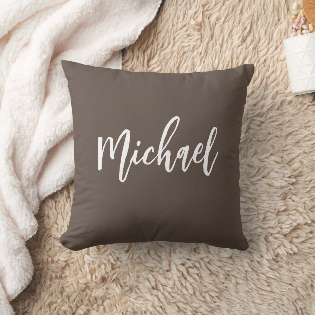Your Own Name Elegant Brown Calligraphy Cushion (Blanket)