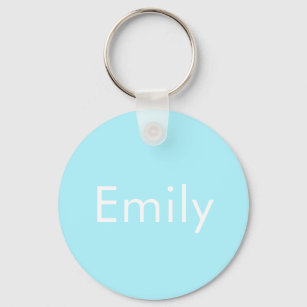 Your Own Name or Word   Soft Sky Blue Key Ring