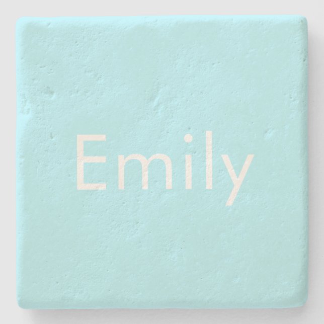 Your Own Name or Word | Soft Sky Blue Stone Coaster (Front)