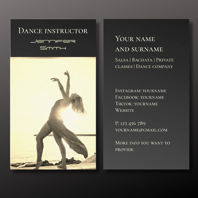 Your own photo dance teacher gold Business Car Card (Creator Uploaded)