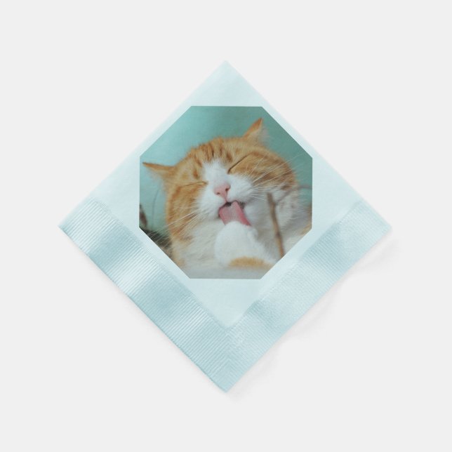 YOUR OWN PHOTO IMAGE Cat's Party Paper Napkins (Corner)