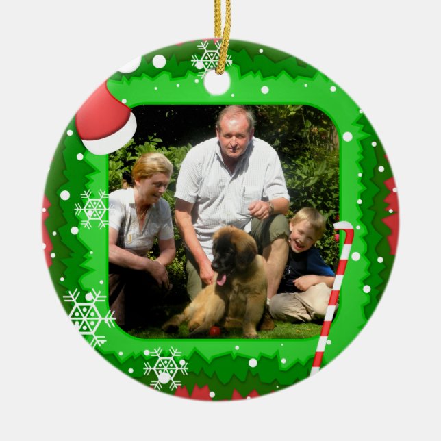 Your own photo in a Christmas frame! - Ceramic Tree Decoration (Front)