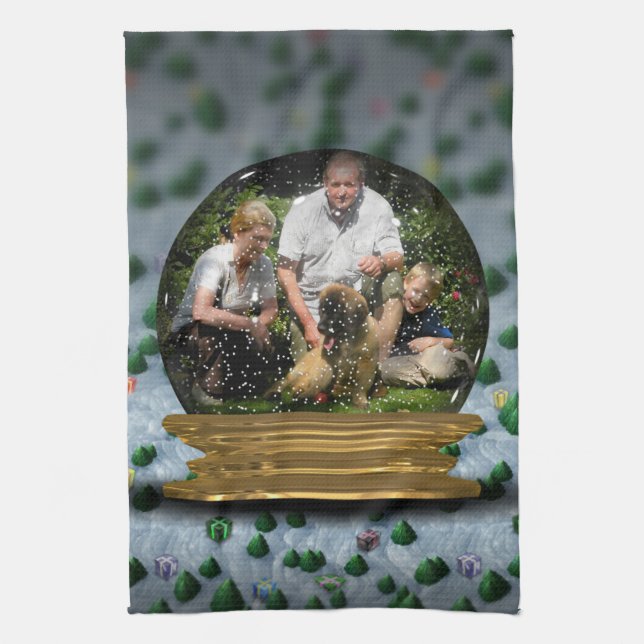 Your own photo in a Snowglobe Frame! - Tea Towel (Vertical)