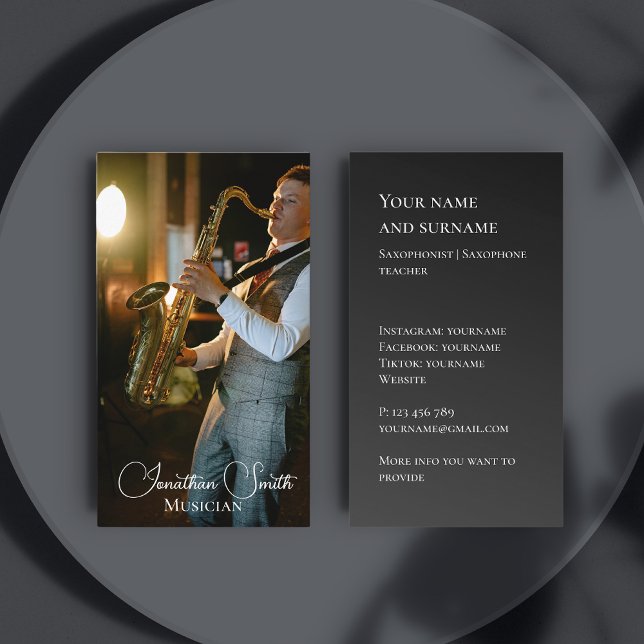 Your own photo Jazz musician Business Card (Creator Uploaded)