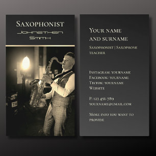 Your own photo Jazz musician gold Business Card