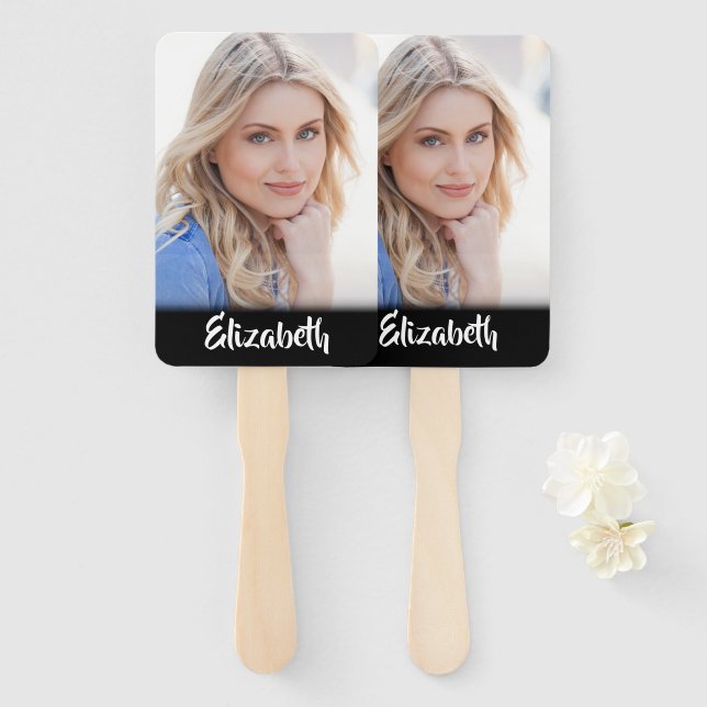Your Own Photo Monogram Graduation Hand Fan (Front and Back)