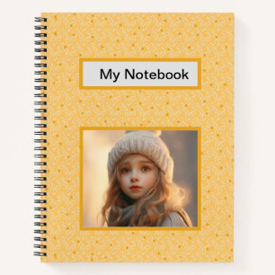 Your own photo with a yellow cheese pattern notebook