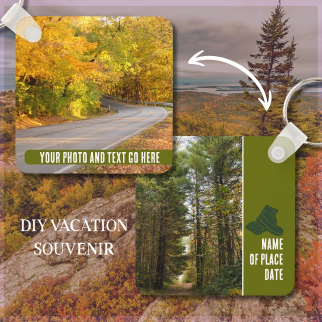 Your Own Photos and Text Outdoors Hiking Adventure Key Ring (Two-sided metal keychain makes a great outdoor vacation souvenir. Add your photo and custom text.

)