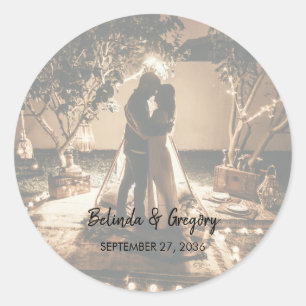 Your Own Photos Faded Wedding Classic Round Sticker