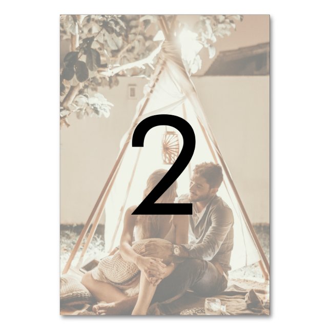Your Own Photos Faded Wedding  Table Number (Front)