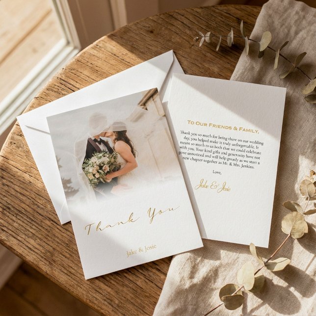 Your own romantic photo, gradient, wedding thank you card (Your own romantic photo, gradient, wedding thank you card.)