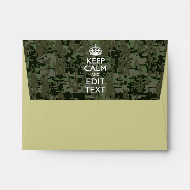 Your Own Text Digital Camo Woodland Keep Calm Envelopes (Back (Top Flap))