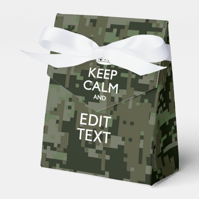 Your Own Text Digital Camo Woodland Keep Calm Favour Box (Front Side)