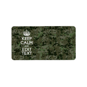 Your Own Text Digital Camo Woodland Keep Calm Label