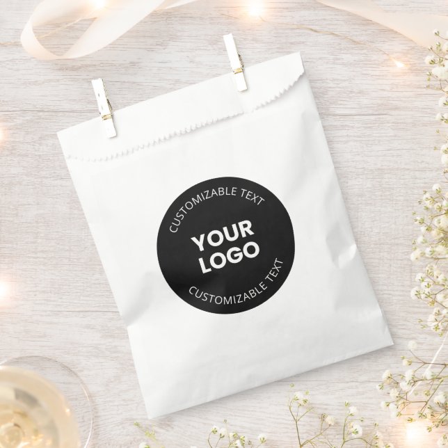 Your Own Uploaded Business Logo w/Editable Text Favour Bag (Clipped)