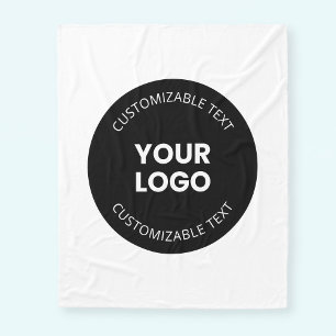 Your Own Uploaded Business Logo w/Editable Text Fleece Blanket