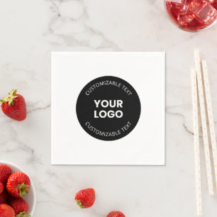 Your Own Uploaded Business Logo w/Editable Text Napkin