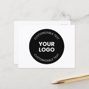 Your Own Uploaded Business Logo w/Editable Text Postcard