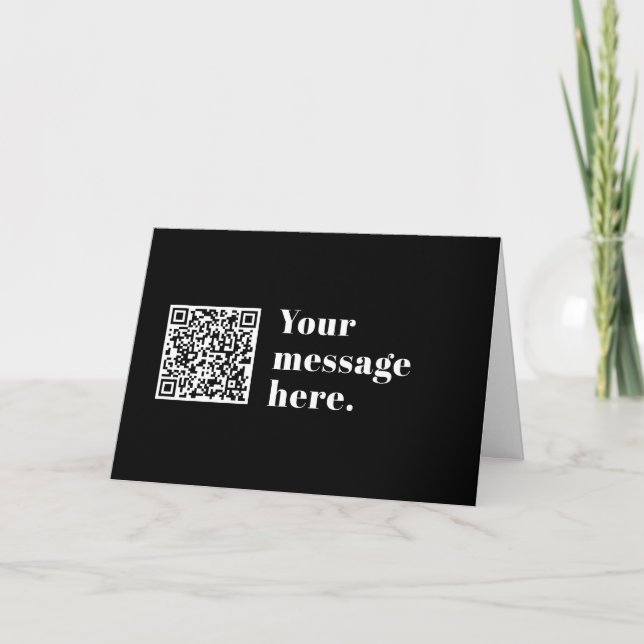 Your own Uploaded QR code & Editable Retro Text Card (Front)