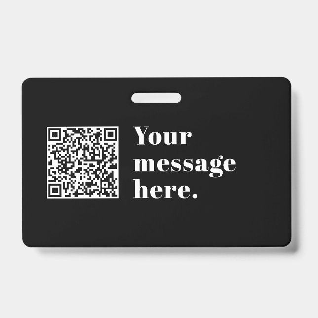 Your own Uploaded QR code & Editable Retro Text ID Badge (Front)