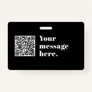 Your own Uploaded QR code & Editable Retro Text ID Badge
