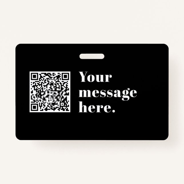 Your own Uploaded QR code & Editable Retro Text ID Badge (Front)