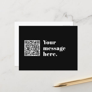 Your own Uploaded QR code & Editable Retro Text Postcard