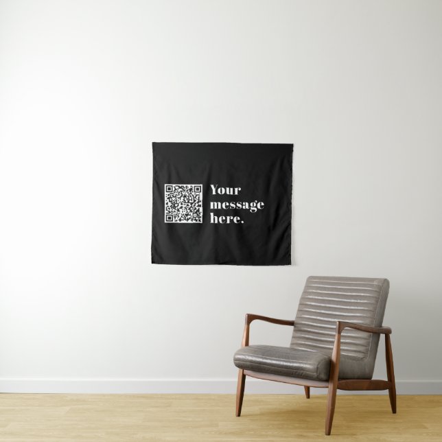 Your own Uploaded QR code & Editable Retro Text Tapestry (In Situ (Horizontal))