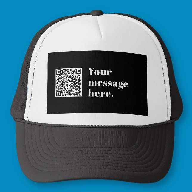Your own Uploaded QR code & Editable Retro Text Trucker Hat (Creator Uploaded)