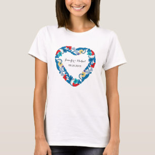 Your own Wedding love birds in the flowers heart T-Shirt