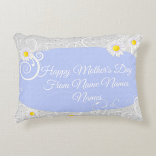 Your own words Mother's Day Text Blue Floral  Decorative Cushion