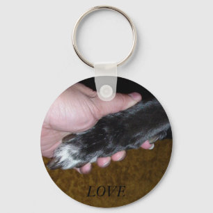 Your paw in My hand = LOVE Key Ring