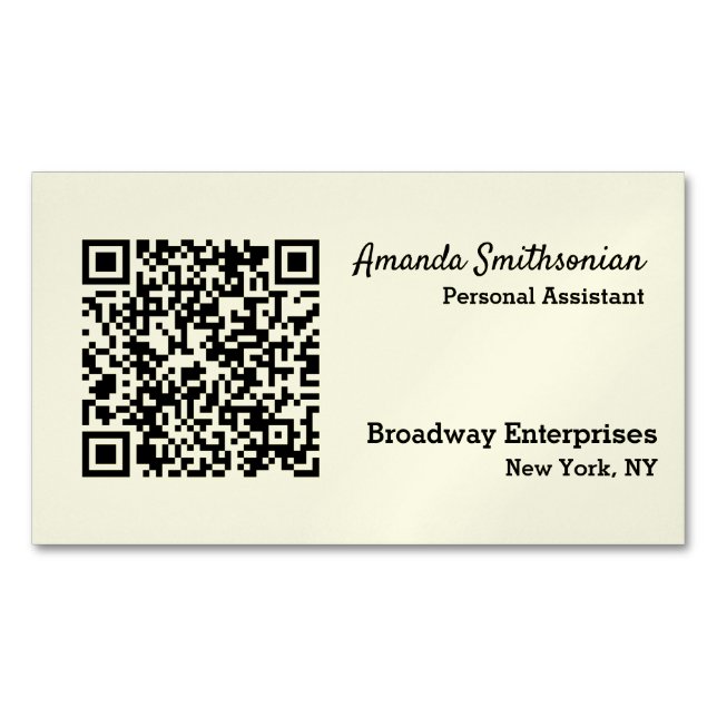 Your Personal QR Code Linked to Your URL  Magnetic Business Card (Front)
